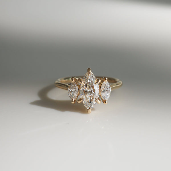 Three Stone-Marquise Lab Grown Diamond Engagement Ring - Solitaire-Oval Lab Grown Diamond Engagement Ring