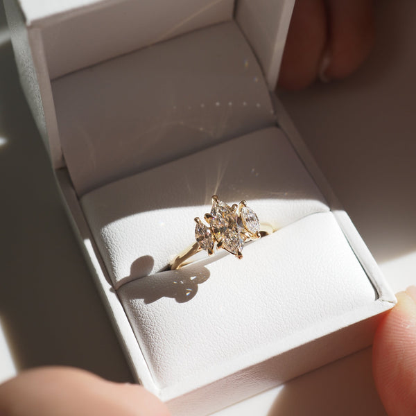 Three Stone-Marquise Lab Grown Diamond Engagement Ring - Solitaire-Oval Lab Grown Diamond Engagement Ring
