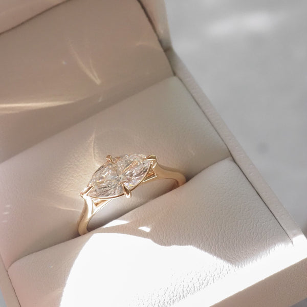 East West Solitaire Cathedral-Marquise Lab Grown Diamond Engagement Ring - Solitaire-Oval Lab Grown Diamond Engagement Ring