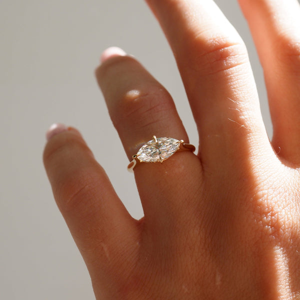 East West Solitaire Cathedral-Marquise Lab Grown Diamond Engagement Ring - Solitaire-Oval Lab Grown Diamond Engagement Ring