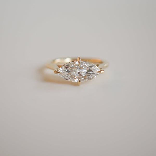 East West Solitaire Cathedral-Marquise Lab Grown Diamond Engagement Ring - Solitaire-Oval Lab Grown Diamond Engagement Ring