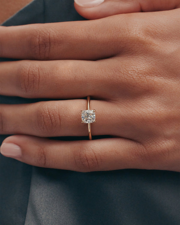 Solitaire-Cushion Lab Grown Diamond Engagement Ring - Solitaire-Oval Lab Grown Diamond Engagement Ring