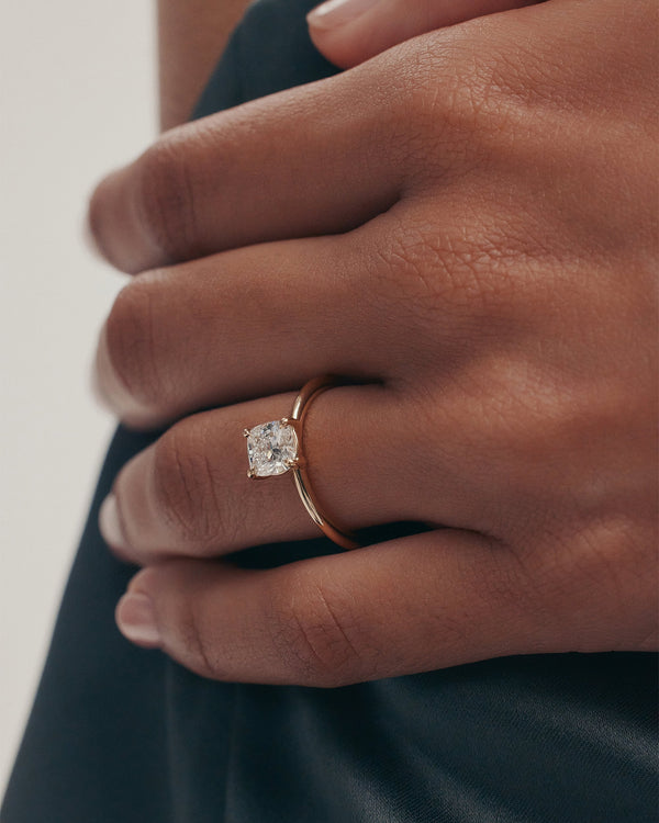 Solitaire-Cushion Lab Grown Diamond Engagement Ring - Solitaire-Oval Lab Grown Diamond Engagement Ring