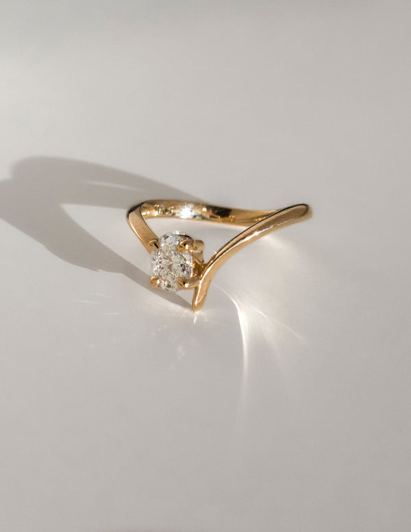 Solitaire Asymmetrical Band-Oval Lab Grown Diamond Engagement Ring - Solitaire-Oval Lab Grown Diamond Engagement Ring