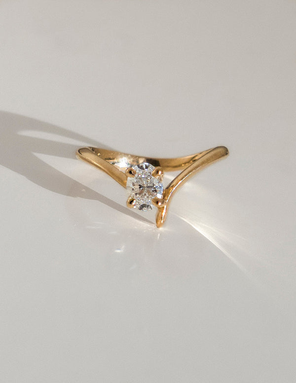 Solitaire Asymmetrical Band-Oval Lab Grown Diamond Engagement Ring - Solitaire-Oval Lab Grown Diamond Engagement Ring
