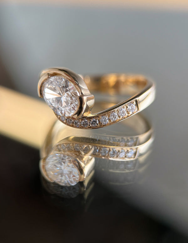 Solitaire Rapture Pave-Oval Lab Grown Diamond Engagement Ring - Solitaire-Oval Lab Grown Diamond Engagement Ring