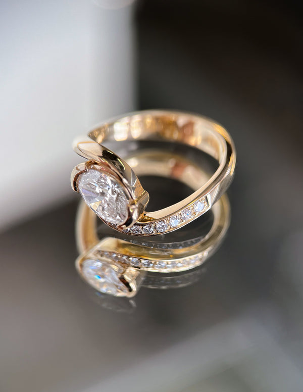 Solitaire Rapture Pave-Oval Lab Grown Diamond Engagement Ring - Solitaire-Oval Lab Grown Diamond Engagement Ring