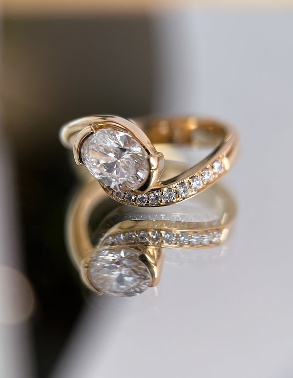 Solitaire Rapture Pave-Oval Lab Grown Diamond Engagement Ring - Solitaire-Oval Lab Grown Diamond Engagement Ring
