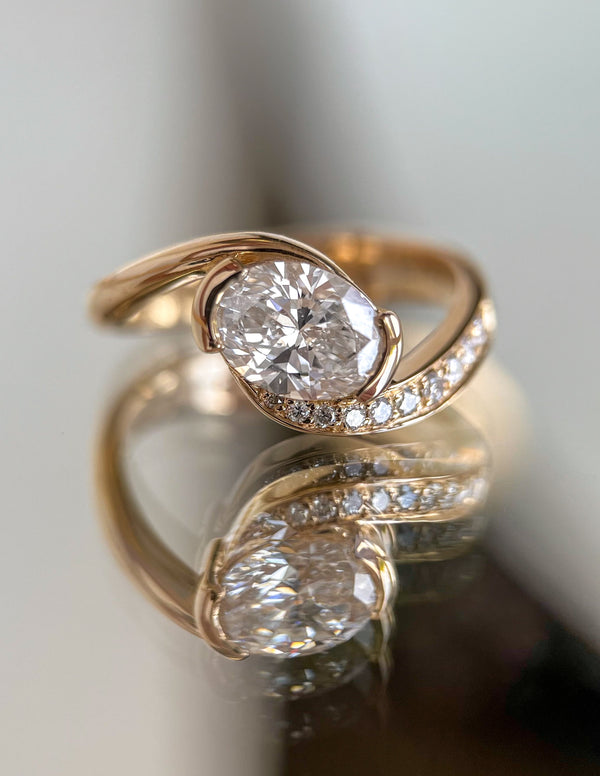 Solitaire Rapture Pave-Oval Lab Grown Diamond Engagement Ring - Solitaire-Oval Lab Grown Diamond Engagement Ring