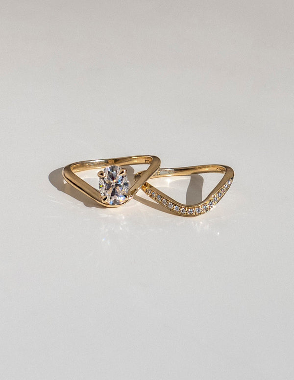 Solitaire Curve & Pave Band- 1 CT Oval Lab Grown Diamond Bridal Set - Solitaire Rapture & Pave Band- Oval Lab Grown Diamond Bridal Set