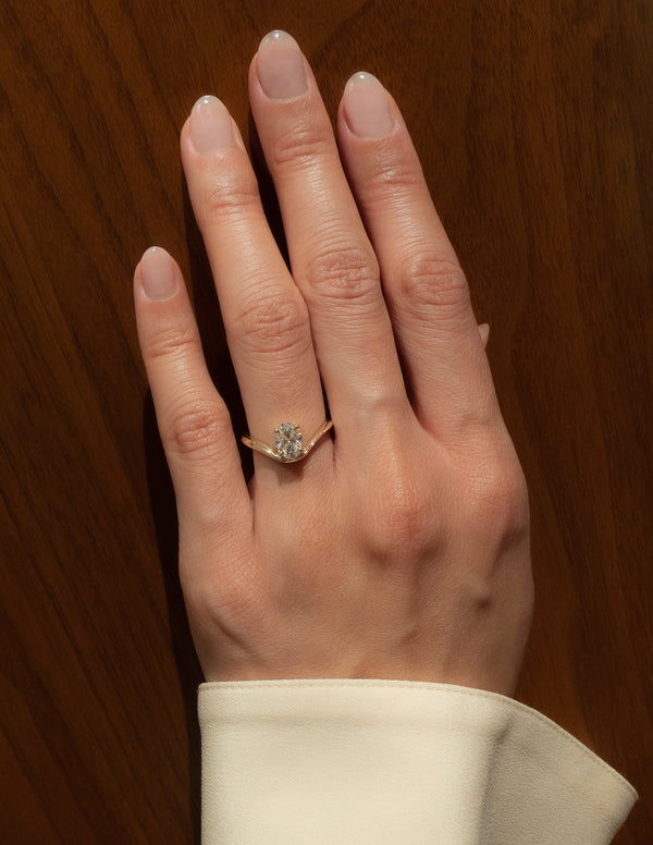 Solitaire Curved Shank-Oval Lab Grown Diamond Engagement Ring - Solitaire-Oval Lab Grown Diamond Engagement Ring