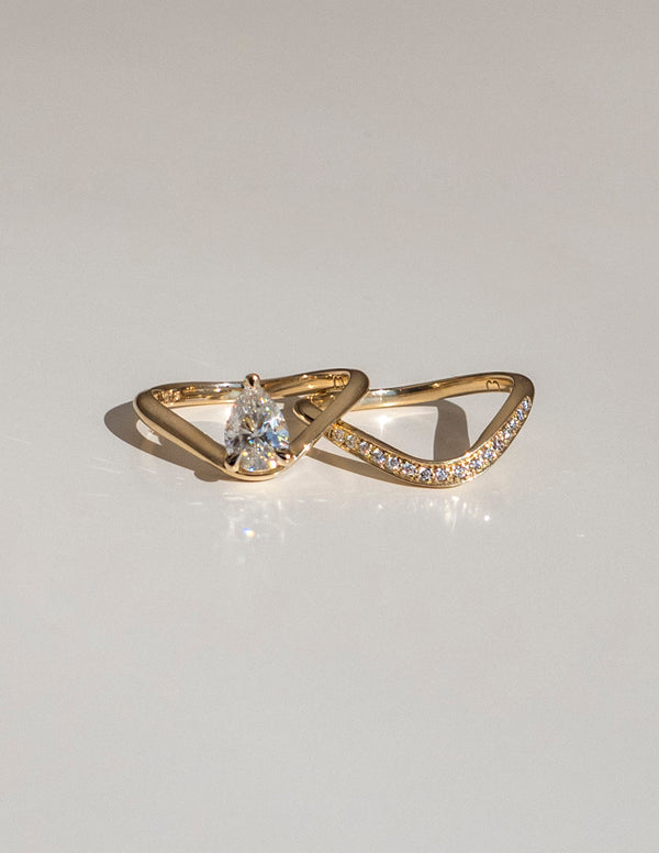 Solitaire Curve & Pave Band-1 CT Pear Lab Grown Diamond Bridal Set - Solitaire Rapture & Pave Band- Oval Lab Grown Diamond Bridal Set