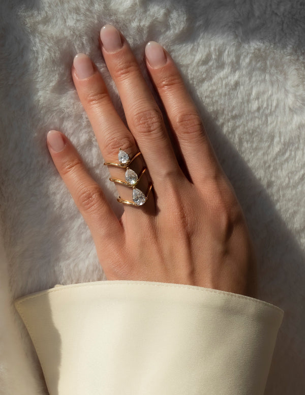 Solitaire Curved Shank-Pear Lab Grown Diamond Engagement Ring - Solitaire-Oval Lab Grown Diamond Engagement Ring