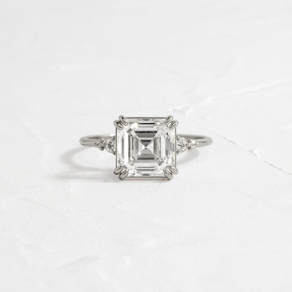 Cluster-Asscher Lab Grown Diamond Engagement Ring - Solitaire-Oval Lab Grown Diamond Engagement Ring