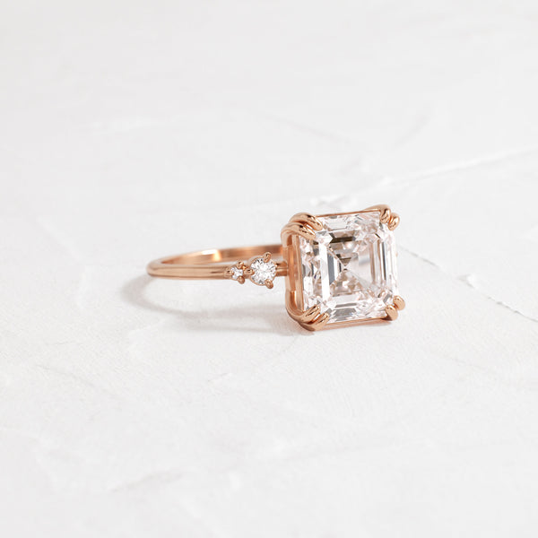 Cluster-Asscher Lab Grown Diamond Engagement Ring - Solitaire-Oval Lab Grown Diamond Engagement Ring