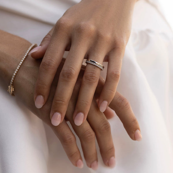 3/4 Pave Eternity- 0.86 CT Round Moissanite Wedding Band - 3/4 Pave Eternity- 0.86 CT Round Moissanite Wedding Band
