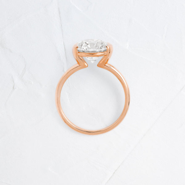 Solitaire Half Bezel-Round Lab Grown Diamond Engagement Ring - Solitaire-Oval Lab Grown Diamond Engagement Ring