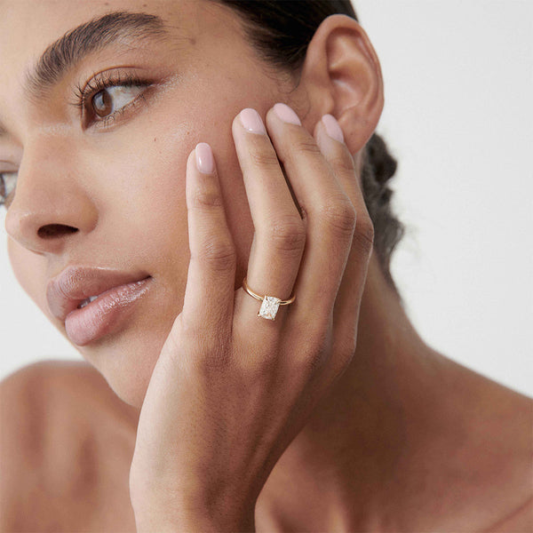 Solitaire-Elongated Cushion Lab Grown Diamond Engagement Ring - Solitaire-Oval Lab Grown Diamond Engagement Ring