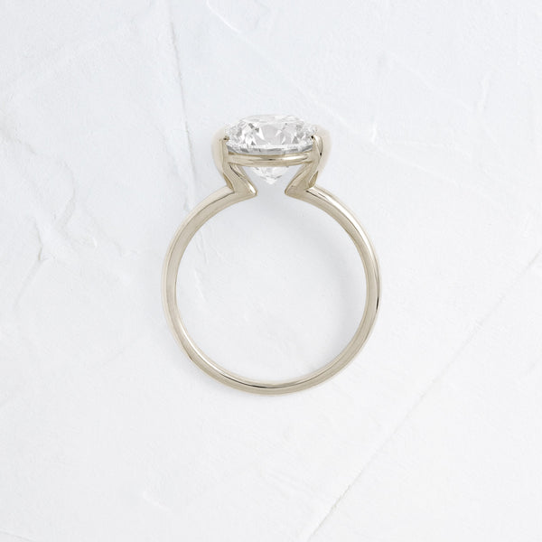 Solitaire Half Bezel-Round Lab Grown Diamond Engagement Ring - Solitaire-Oval Lab Grown Diamond Engagement Ring