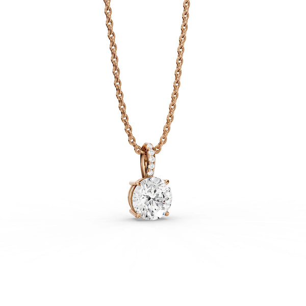Classic Round Pendant with Pave Bail - Classic Round Pendant with Pave Bail