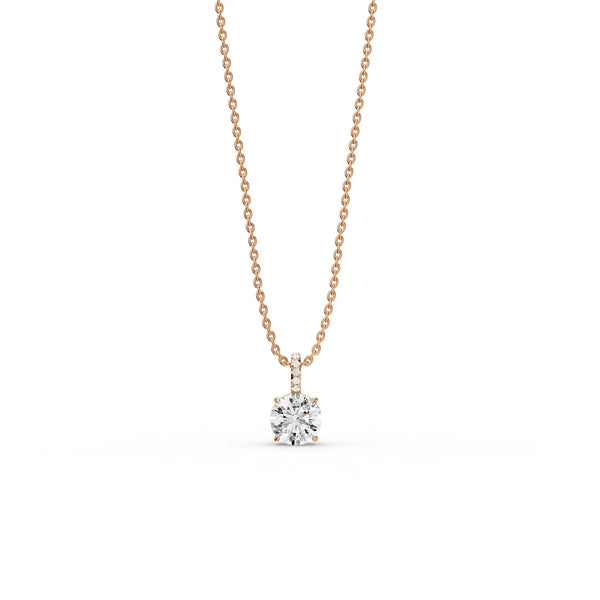 Classic Round Pendant with Pave Bail - Classic Round Pendant with Pave Bail