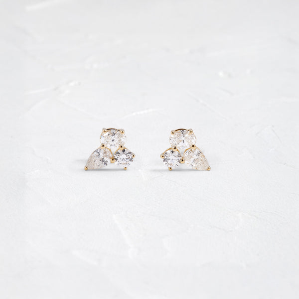 Three Stone- 0.55 CT Oval, Round & Pear Lab Grown Diamond Stud Earrings - Solitaire- 1.0CT Oval Lab Grown Diamond Earrings