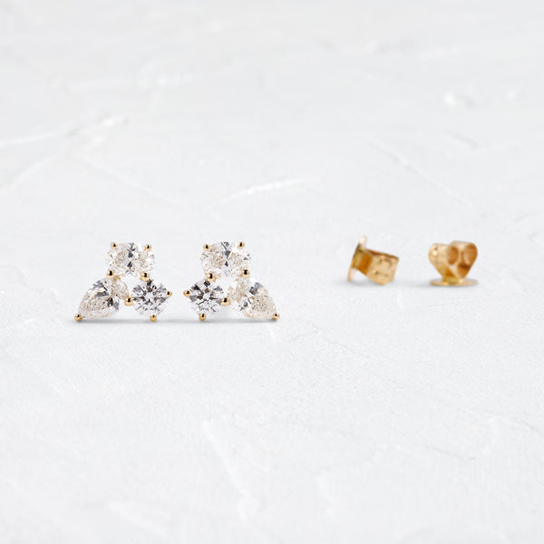 Three Stone- 0.55 CT Oval, Round & Pear Lab Grown Diamond Stud Earrings - Solitaire- 1.0CT Oval Lab Grown Diamond Earrings