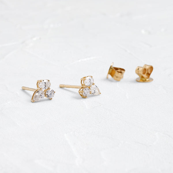 Three Stone- 0.55 CT Oval, Round & Pear Lab Grown Diamond Stud Earrings - Solitaire- 1.0CT Oval Lab Grown Diamond Earrings