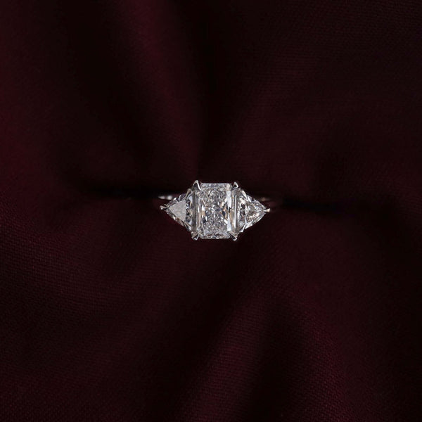 Three Stone & Cathedral-Radiant Lab Grown Diamond Engagement Ring - Solitaire-Oval Lab Grown Diamond Engagement Ring