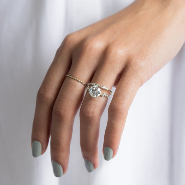Cluster with Hidden Stone-Round Lab Grown Diamond Engagement Ring - Solitaire-Oval Lab Grown Diamond Engagement Ring