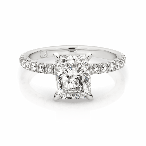 Pave-Radiant Lab Grown Diamond Engagement Ring - Solitaire-Oval Lab Grown Diamond Engagement Ring