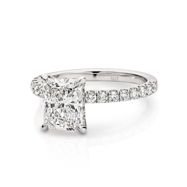 Pave-Radiant Lab Grown Diamond Engagement Ring - Solitaire-Oval Lab Grown Diamond Engagement Ring