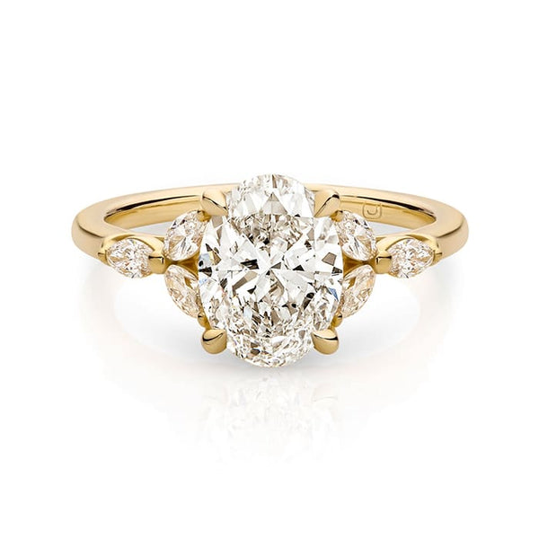 Cluster-Oval Lab Grown Diamond Engagement Ring - Solitaire-Oval Lab Grown Diamond Engagement Ring