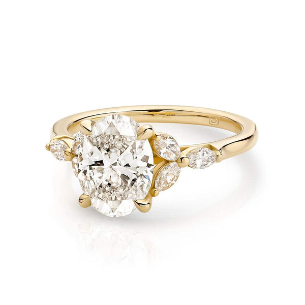 Cluster-Oval Lab Grown Diamond Engagement Ring - Solitaire-Oval Lab Grown Diamond Engagement Ring