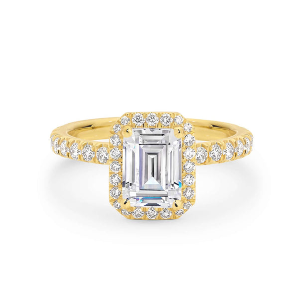 Halo & Pave-Emerald Lab Grown Diamond Engagement Ring - Solitaire-Oval Lab Grown Diamond Engagement Ring
