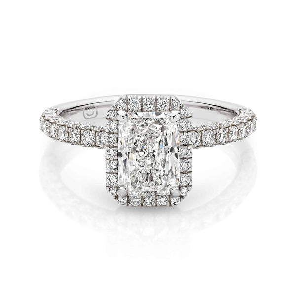 Halo & Triple Pave-Radiant Lab Grown Diamond Engagement Ring - Solitaire-Oval Lab Grown Diamond Engagement Ring