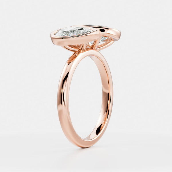 Toi Et Moi Bezel-Oval & Pear Lab Grown Diamond Engagement Ring - Solitaire-Oval Lab Grown Diamond Engagement Ring