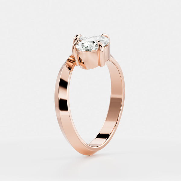 Toi Et Moi Curved-Pear & Pear Lab Grown Diamond Engagement Ring - Solitaire-Oval Lab Grown Diamond Engagement Ring