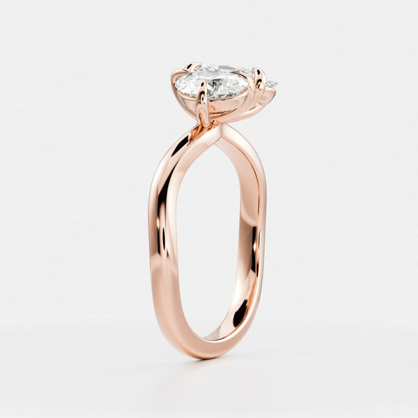 Toi Et Moi Curved- 1.3 CT Oval & 0.85 CT Pear Moissanite Engagement Ring - Solitaire- 1.0 CT Oval Moissanite Engagement Ring