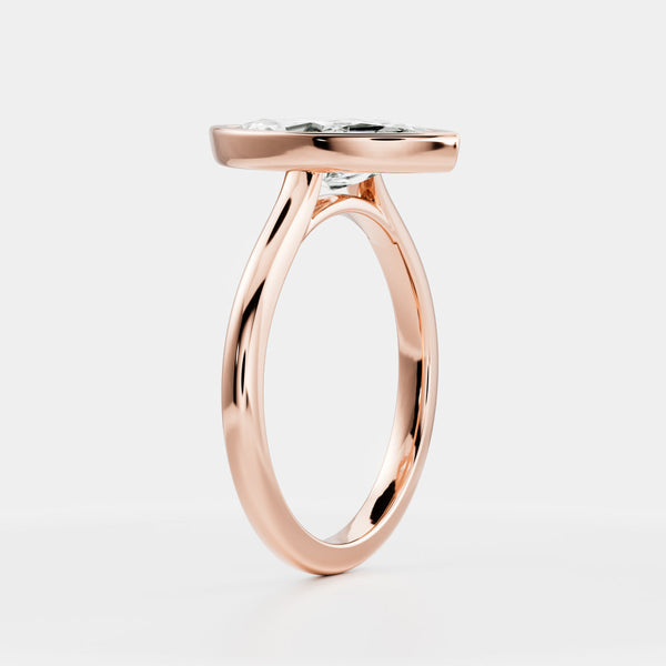 Solitaire Bezel Low Profile-Marquise Lab Grown Diamond Engagement Ring - Solitaire-Oval Lab Grown Diamond Engagement Ring