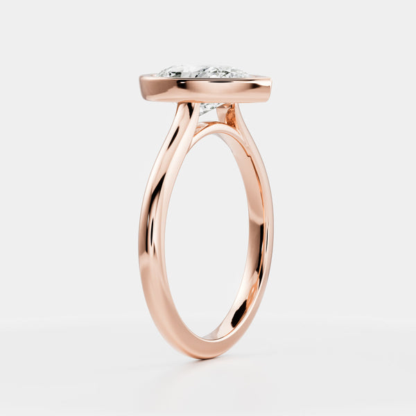 Solitaire Bezel Cathedral-Pear Lab Grown Diamond Engagement Ring - Solitaire-Oval Lab Grown Diamond Engagement Ring