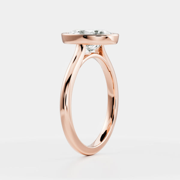 Solitaire Bezel Cathedral-Oval Lab Grown Diamond Engagement Ring - Solitaire-Oval Lab Grown Diamond Engagement Ring