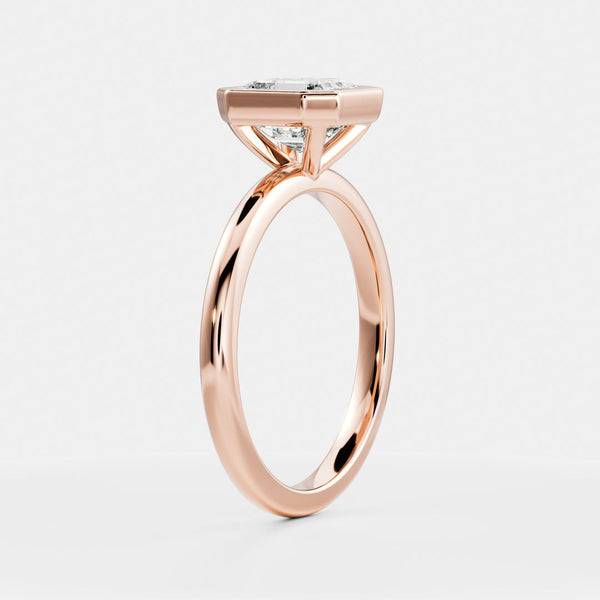 Solitaire Bezel- 1.3 CT Asscher Moissanite Engagement Ring - Solitaire- 1.0 CT Oval Moissanite Engagement Ring