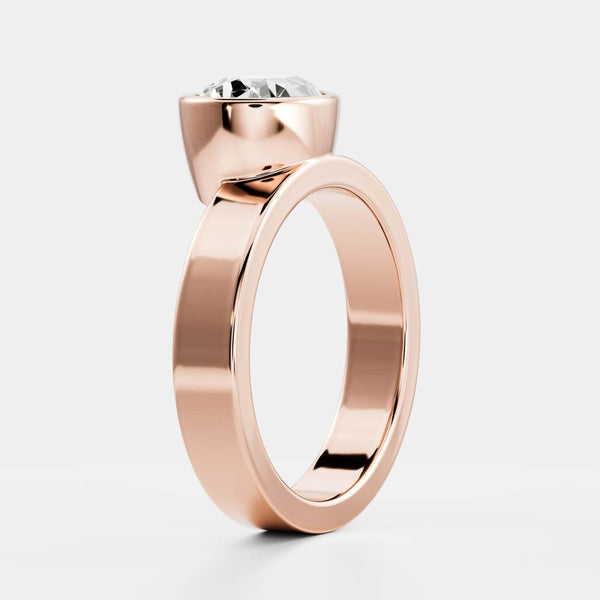 East West Solitaire Bezel Cigar Band- 1.9 CT Pear Moissanite Engagement Ring - East West Solitaire Bezel Cigar Band- 1.9 CT Pear Moissanite Engagement Ring