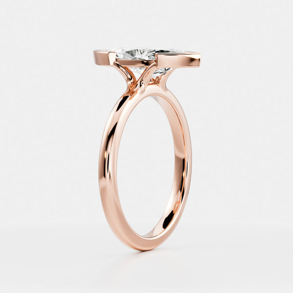 Solitaire Half Bezel Cathedral-Marquise Lab Grown Diamond Engagement Ring - Solitaire-Oval Lab Grown Diamond Engagement Ring