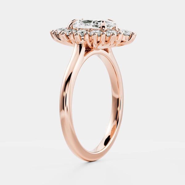 Halo & Cathedral-Marquise Lab Grown Diamond Engagement Ring - Solitaire-Oval Lab Grown Diamond Engagement Ring