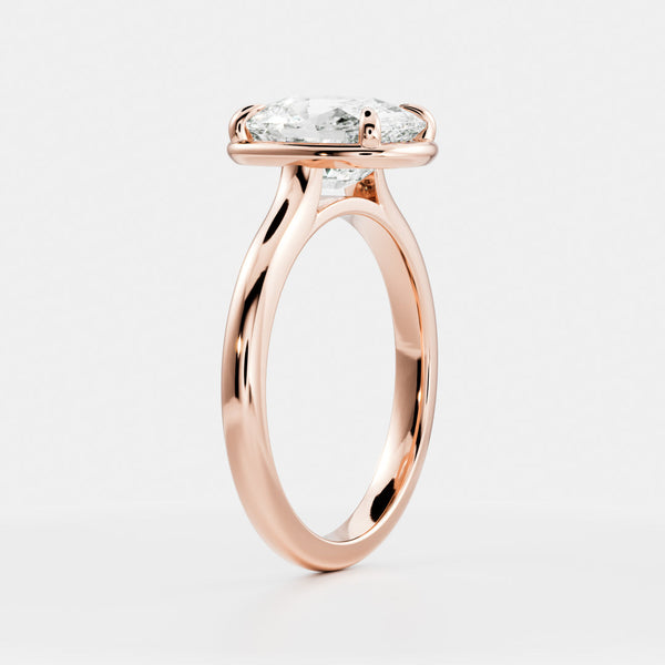 Solitaire Cathedral Unique Bezel- 2.0 CT Elongated Cushion Moissanite Engagement Ring - Solitaire- 1.0 CT Oval Moissanite Engagement Ring