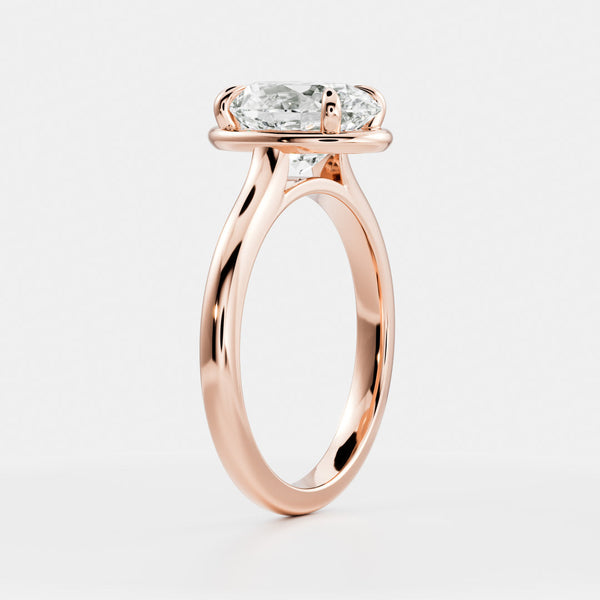 Solitaire Unique Bezel Cathedral-Oval Lab Grown Diamond Engagement Ring - Solitaire-Oval Lab Grown Diamond Engagement Ring