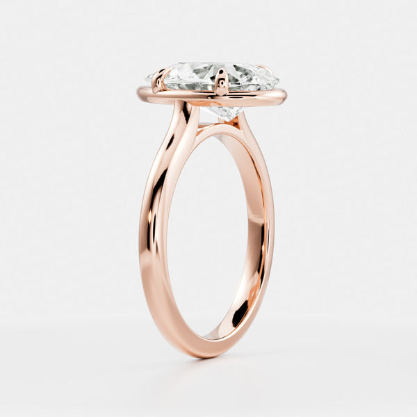 Solitaire Unique Bezel Cathedral-Pear Lab Grown Diamond Engagement Ring - Solitaire-Oval Lab Grown Diamond Engagement Ring