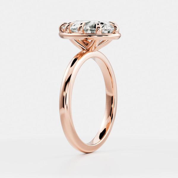 Solitaire Unique Bezel- 2.1 CT Pear Moissanite Engagement Ring - Solitaire- 1.0 CT Oval Moissanite Engagement Ring